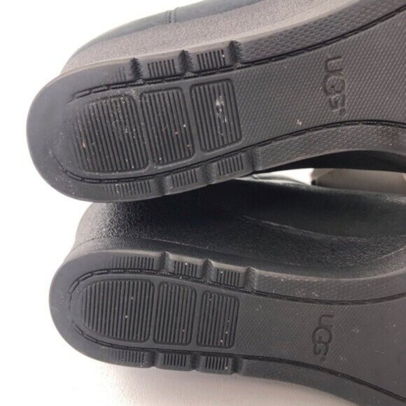 UGG Indra Black Leather Wedge Ankle Booties 9 - Picture 9 of 12